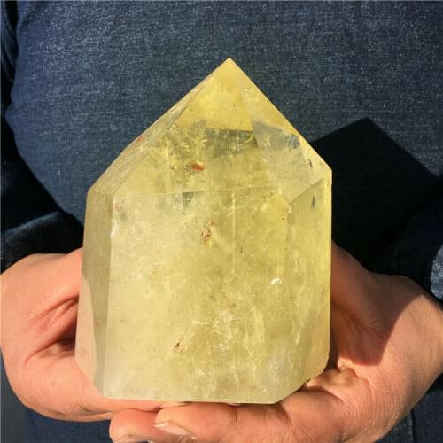 Natural smoky citrine quartz obelisk crystal wand point healing