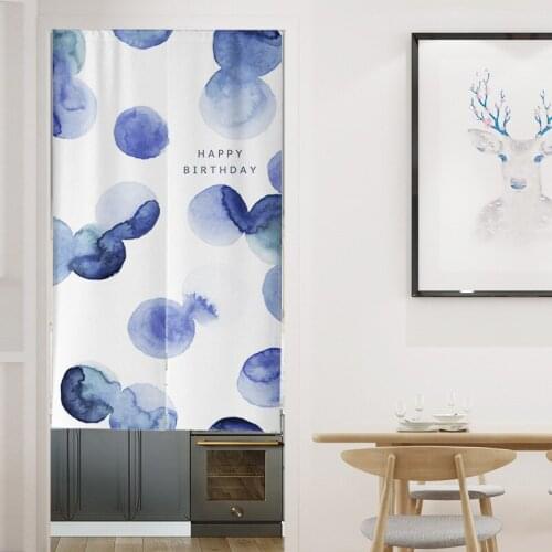 Nordic Minimalist Blues Ink Doorway Curtain Room Decoration Curtains Kitchen Bedroom Curtain Partitions Feng Shui Curtain Noren