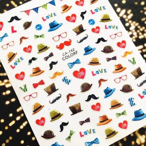 Newest letter series CA-142 cap LETTER colorful designs 3d nail art sticker nail decal accessories