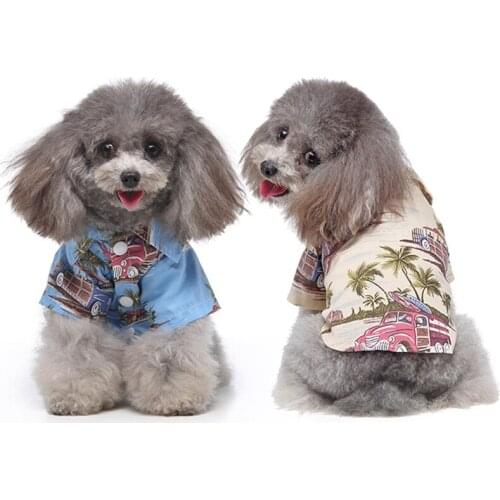 Dog Clothes Summer Beach Shirt Dog Cute Print Hawaii Beach Casual Pet Travel Shirt Floral Short Sleeve For Small Dog Cat