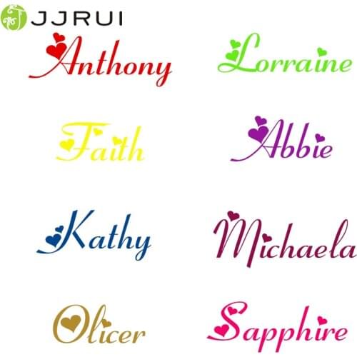 JJRUI Personalised Girls Any Name with Hearts Wall Art Sticker Decal Nursery Bedroom wall stickers for kids rooms Size S M