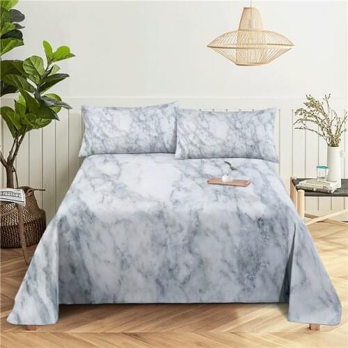 Marble 0.9/1.2/1.5/1.8/2.0m Digital Printing Polyester Bed Flat Sheet With Pillowcase Print Bedding Set