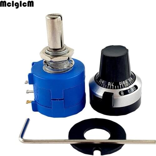 1 Sets 3590S-2 3590S Series Precision Multiturn Potentiometer 10 Ring Adjustable Resistor+ Turns Counting Dial 6.35mm Knob