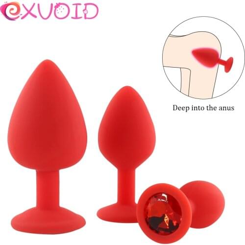 EXVOID Back Court Silicone Anal Beads Prostate Massager Red Anal Plug Diamond Sex Toys for Women Men Butt Plugs Sex Shop