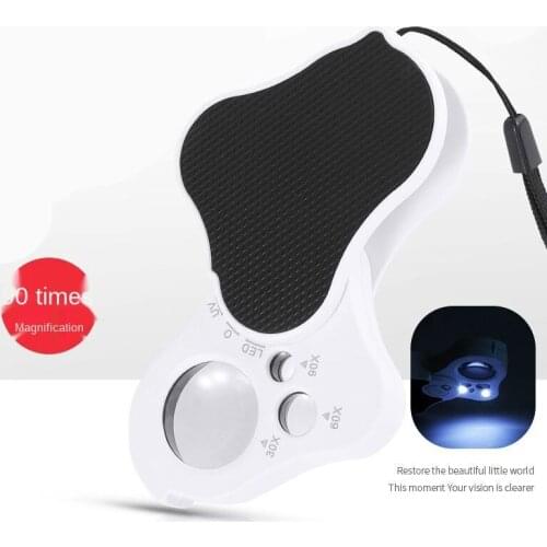 30 times 60 times 90 times portable LED lamp folding live handle jewelry antique porcelain identification magnifying glass