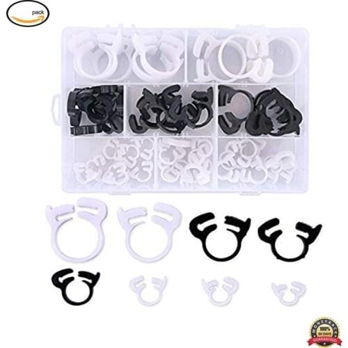 52Pcs Heavy Duty Speedy Double Snap Grip Plastic Nylon Ratcheting Hose Clamps Assortment Kit Double Gripping Nylon Hose Clamps