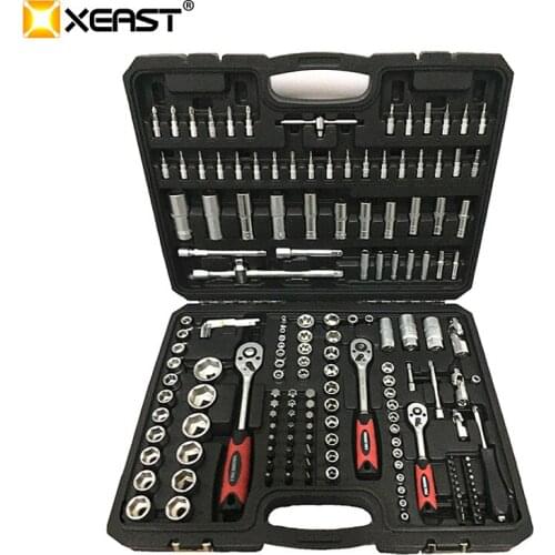 XEAST 172pcs Tool Set Hand Tools for Car Repair Ratchet Spanner Wrench Socket Set Professional Car Repair Tool Kits