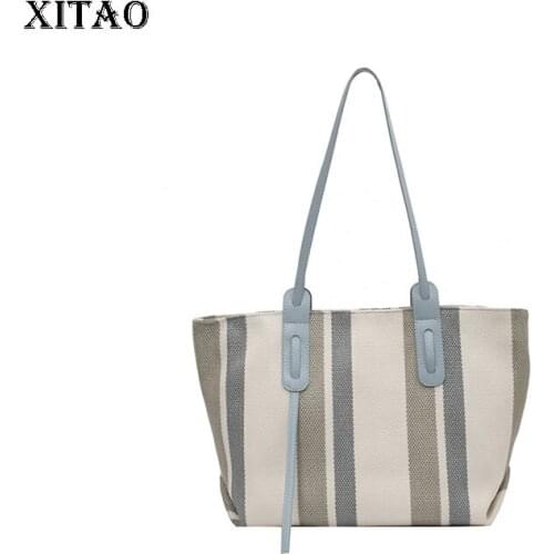 XITAO Striped Shoulder Bags Fashion New Canvas Dig Capacity Women Small Fresh Casual Vintage Simplicity All-match WMD2370