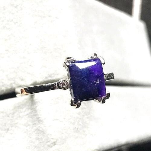 10mm Top Natural Purple Sugilite Ring Silver Sterling Jewelry For Woman Man Beads Crystal Anticancer Stone Adjustable Ring AAAAA