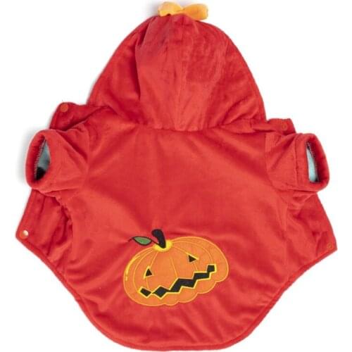 Puppy Warm Outfits Halloween Pet Pumpkin Coat For Yorkshire Winter Pet Hooded Jacket Dog Dressing Up Costume