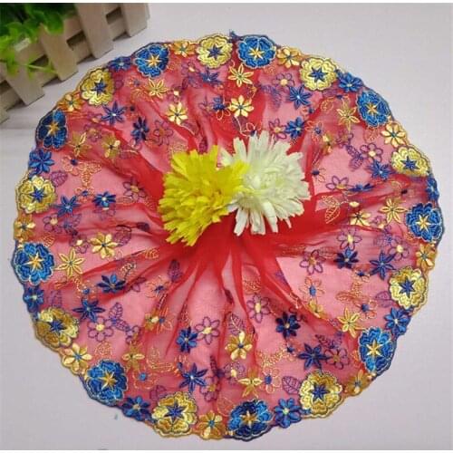 1Yd 21cm Colorful Embroidered Lace Clothing Curtain Sofa Accessories diy Decoration Material Mesh Trim LC0202