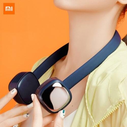 2021 Xiaomi usb charging portable lazy leafless small fan student office sports outdoor hanging neck fan with KC Certification