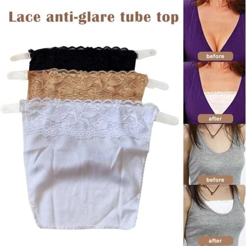 3 Pcs Cleavage Safe Snap-On Mock Camisole Lace Breathable Stretchy for Women TT@88