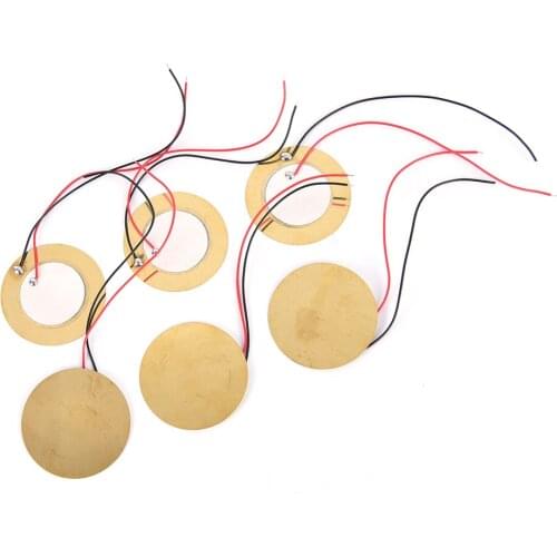 6 Pieces 14mm Piezo Disc Elements With Leads Guitar Amplifiers Contact Pickups Guitar Repair Luthier Tool