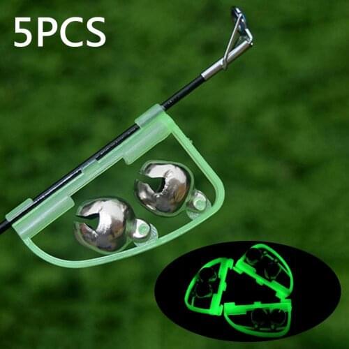 60%HOT5Pcs Fluorescent Glow in Dark 2 Bells Alarm Fishing Rod Alert Tool Accessories