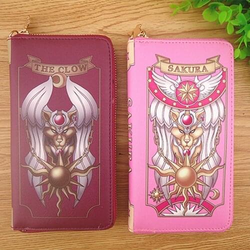 Anime Card Captor Sakura Kinomoto Action Figure Printed Wallet Purse Star Limit PU Handbag Pink Wallet Purse Card Holder Bag
