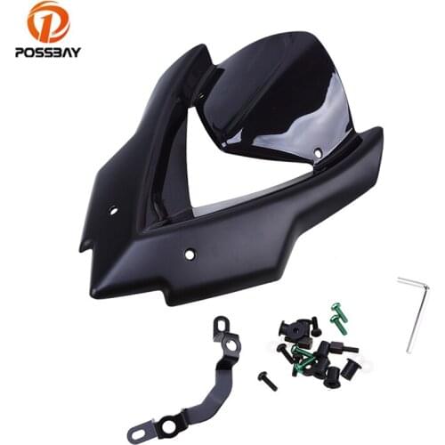 POSSBAY Motorcycle Windshield Scooter Windscreen Double Bubble Hand Wind Deflector Viser Visor for Kawasaki Z1000 2015 2016