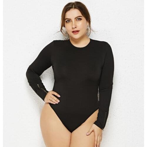 #2115 Spring 2020 White Black Red Bodysuit Women Long Sleeve Plus Size 5XL 6XL Round Neck Body Femme Sexy Bodysuit Thong Ladies