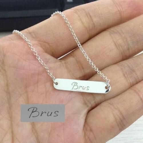 Personalized Signature Name on Bracelet 925 Solid Silver Small Bar Engrave Hand Write Bracelet Custom Handwriting Christmas Gift