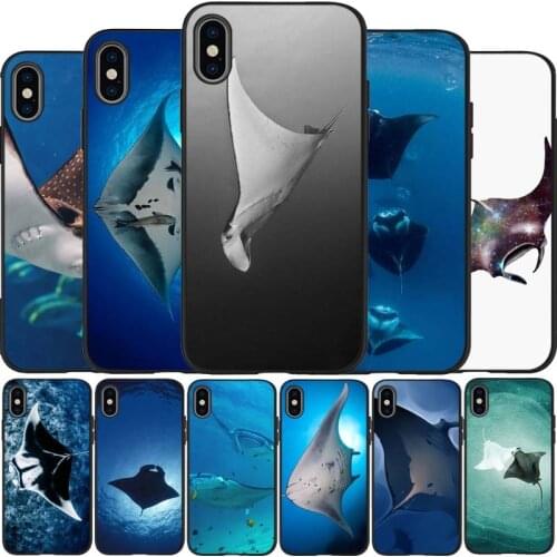 Animal manta ray black Silicone Phone Case For iPhone 12 XR XS Max 5 5S SE 2020 6 6S 7 8 PLUS X 11Pro Max 11 Cover