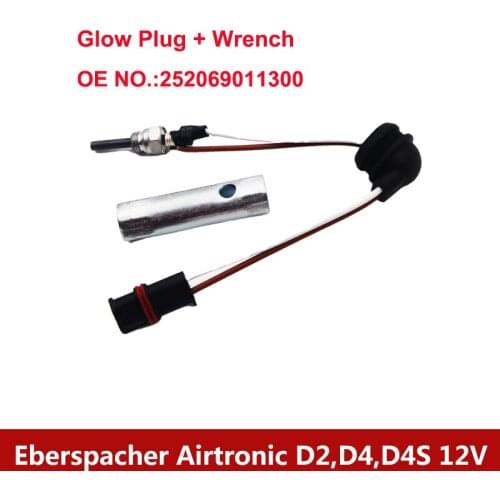 Car Truck Caravan Cabin Diesel Heater Glow Plug 252069011300 With Wrench For Eberspacher Airtronic D2,D4,D4S 12V