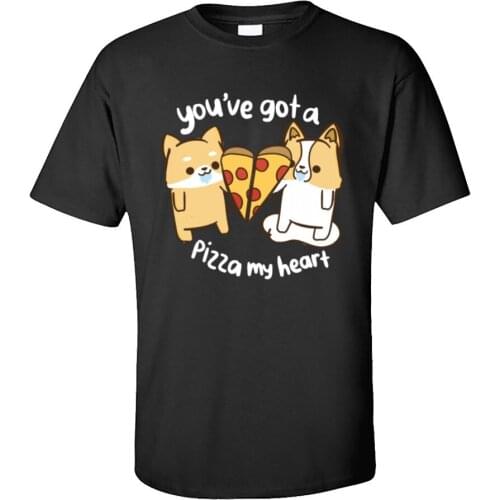 Couple T-shirt Men Pizza My Heart O Neck T Shirt Valentines Day Tops TShirt Short Sleeve Latest All Cotton Printed Tee-Shirts