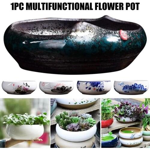 Succulent Pot Chinese Style Ceramic Succulent Planter Pots Bonsai Holder Container Living Room Home Decoration B1