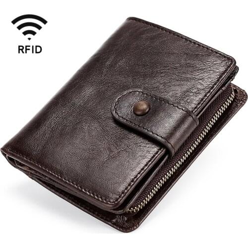 Hot Sale Vintage wallet men RFID wallet men with coin pocket short wallets small zipper walet with card holders man purse