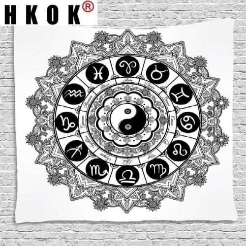 HKOK Tai Chi Constellation Tapestry Wall Rugs Wall Hanging Fabric Mural Background Cloth Towel Beach Fabric Blanket Home Decor