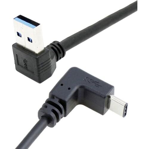 Xiwai USB 3.1 USB-C Reversible Angled to 90D Up Angled A Male Data Cable for Laptop