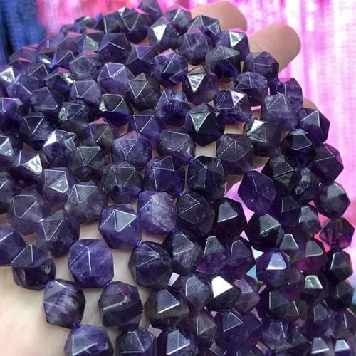 High Quality 6/8/10/12mm Big Faceted Natural Amethysts Stone Bead Round Loose Star Angle Amethysts Bead For Jewelry Making