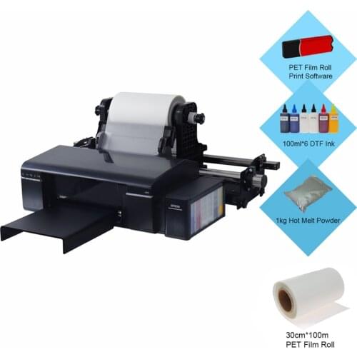 DTF Printer A3 Heat Transfer DTF PET Film Printer With Pet Film Roll Holder For T-shirt Hoodies Cap Leather Direct Transfer Film