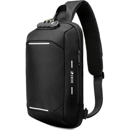 SUUTOOP Men Oxford Anti-theft USB Multifunction Shoulder Bag Reflective Crossbody Bag Travel Messenger Pack Chest Bag for Male