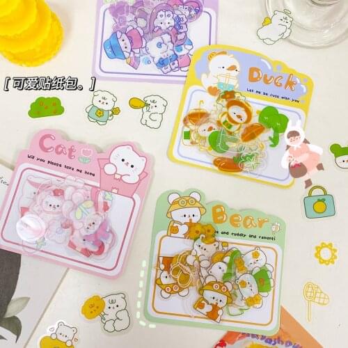 Cartoon Bear Sticker Pack Pet Cute Animal Waterproof Journal Sticker Painting Diy Decorative Stickers Stationary Supplies