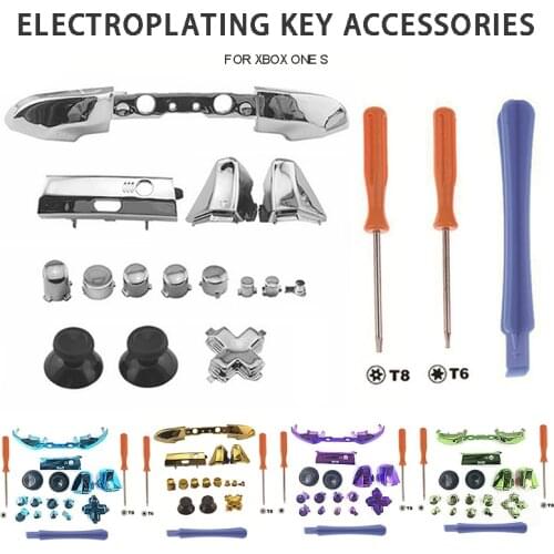 New Replacement Bumper/Trigger Button Kit with Tools for XBOX One S Controller Customized Repairment Bumper Trigger Button