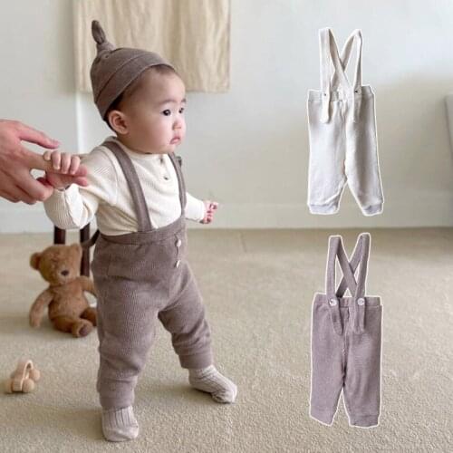 New Cute Baby Strap Jumpsuit 2021 Autumn Fashion Boys Overalls Infant Girls Leggings Cotton Kids Trousers Solid Toddler Pp Pants