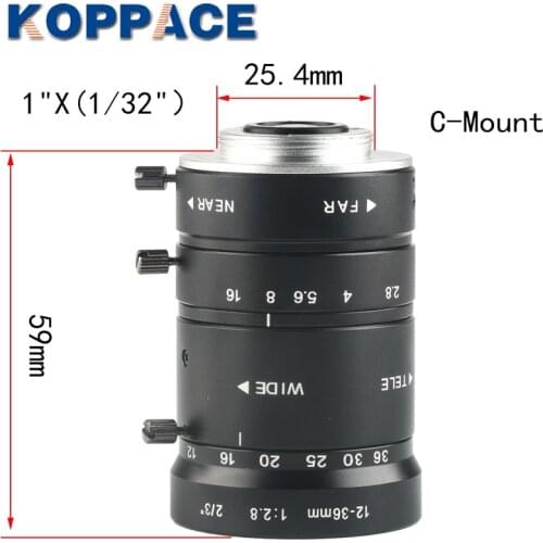 KOPPACE 10 Million Pixel 12-36mm Industrial Lens Manual Zoom No Distortion Industrial Inspection Lens