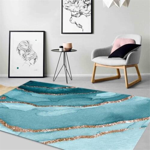 Nordic Blue-green Abstract Modern Living Room Carpet Coffee Table Rug Decor Floor Mat For Bedroom Non-slip Washable Bathroom Mat