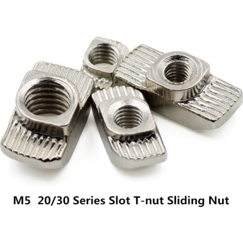 2019 Time-limited Slot T-nut Sliding Axk 20pcs M5 For 20/30 Series Nut Hammer Head Drop In Fasten Connector Aluminum Extrusions