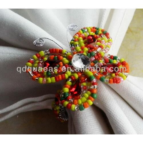 Beaded wedding napkin ring butterfly style