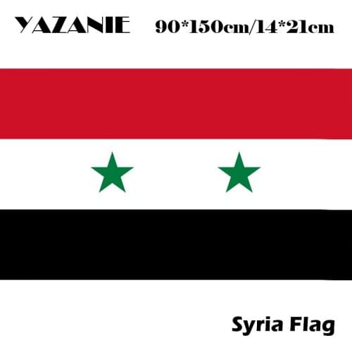 YAZANIE 90x150cm Syria Flag Banner 100% Polyester 2 Sides Printed National Flag for Festival Home Decoration Two Star Type