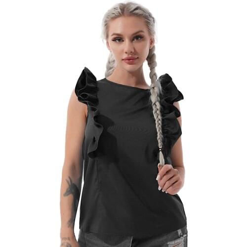 Women Casual Solid Color Blouse Tops Vest High Street y2k Fairy Elegant Girls Ruffled Short Sleeve Hollow Out Back T-shirts Plus