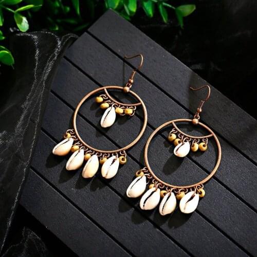 Boho Sea Shell Tassel Earrings For Women Gold Color Alloy Statement Dangle Earrings 2020 Summer Beach Jewelry