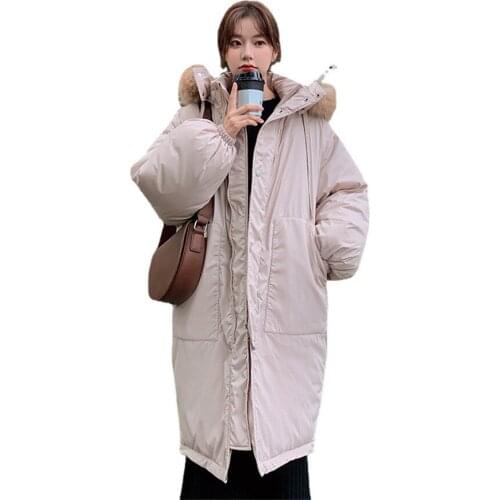 Women Winter Hooded Faux Fur Collar Long Windproof Coat Puffer Jacket Cotton Padded Parkas Outwear Overcoat