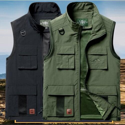 2021 New Fishing Outdoor Vest Men Casual Multi-pockets Travel Photography Tactical Vest Mesh Breathable Gilet Homme Four Seasons