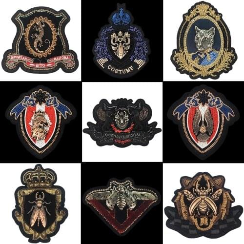 Gold Hardware Embroidery Bee lion Beetle Badge leather Denim Clothes Pants Decal. Used For Clothing bags Shoes Decal Patch