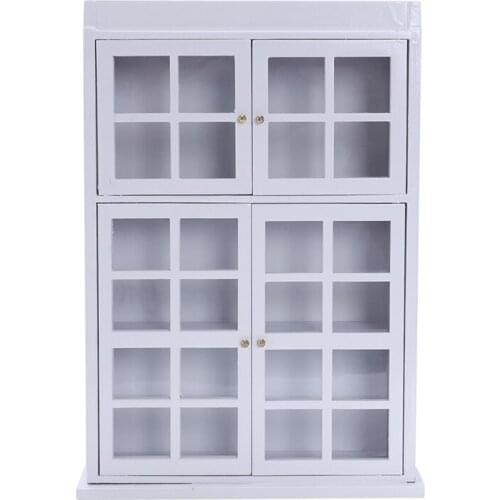 1/12 Dollhouse Miniature Furniture Kitchen Dining Cabinet Display Shelf White