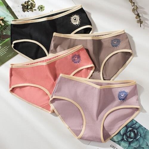 1PC Womens Printed Heart-shaped Underwear Cotton Crotch Medium Waist Large Briefs