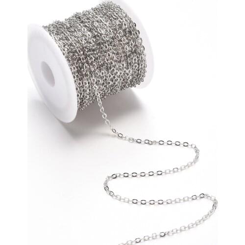 10m/roll Brass Gold/Silver/ Rose Gold Color DIY Chains 3.2mm Width Jewelry Chains For DIY Handmade Necklace Bracelet Making