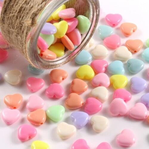 100/200/300 pcs Mixed Color Acrylic Beads Love Heart Loose Spacer Beads For Diy Bracelets & Necklaces Jewelry Making Accessories